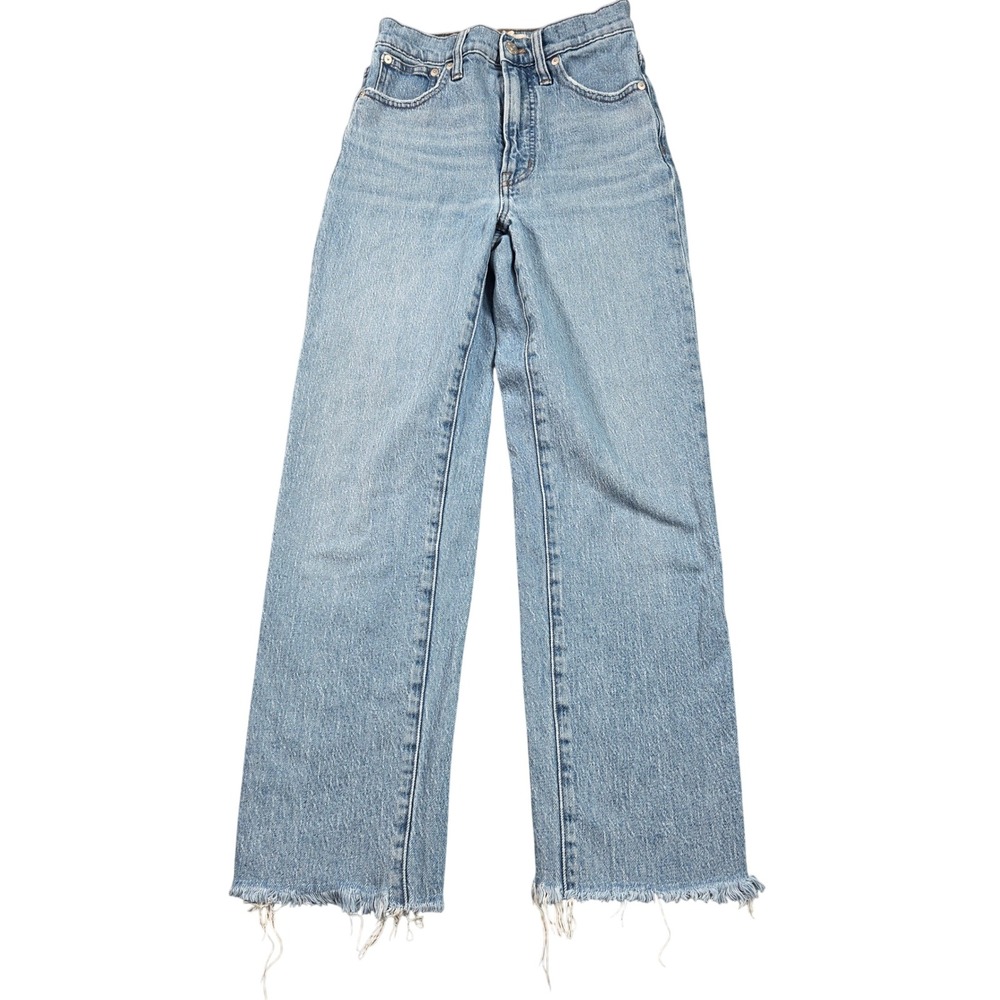 Madewell The Perfect Vintage Straight Jean Womens 23 Blue Light Wash Raw Hem